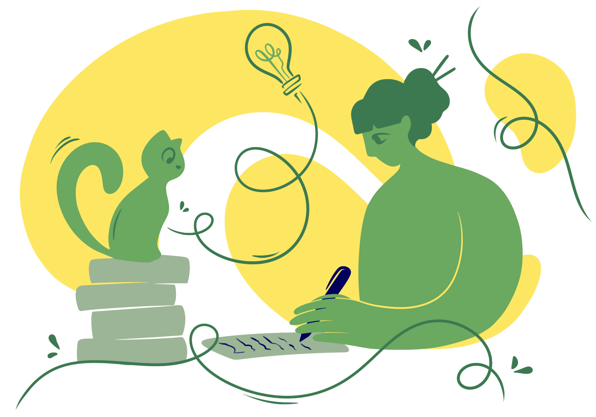 Illustration: Eine Person arbeitet an einer wissenschaftlichen Arbeit.