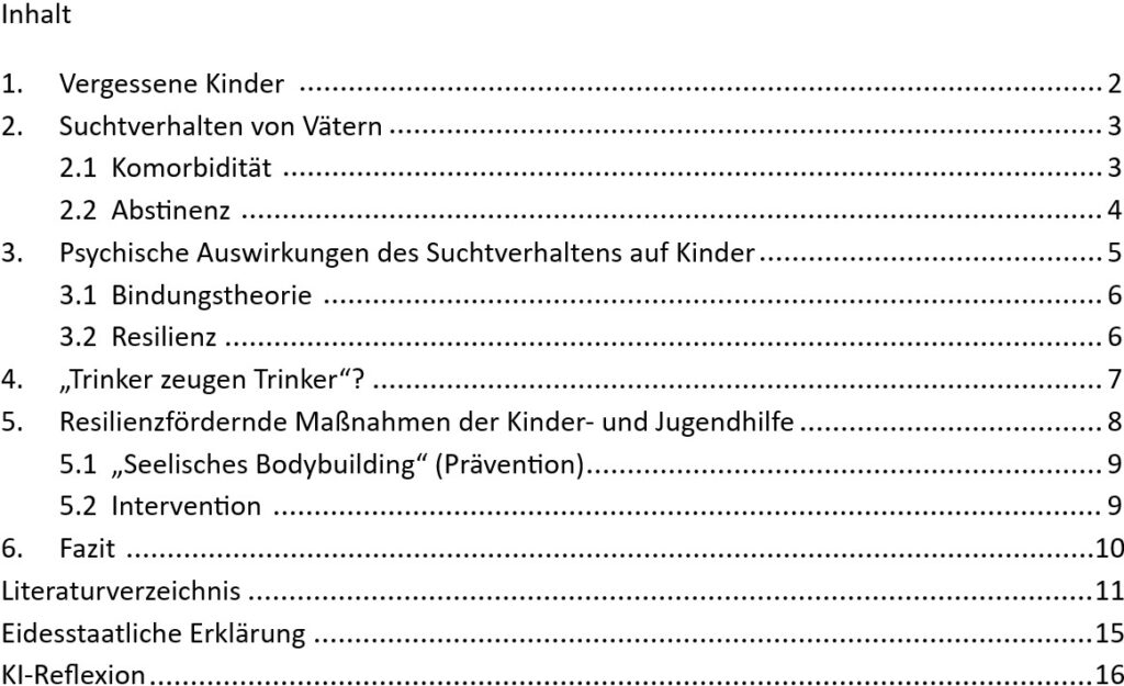 Beispiel für ein Inhaltsverzeichnis – Fakultät SW.