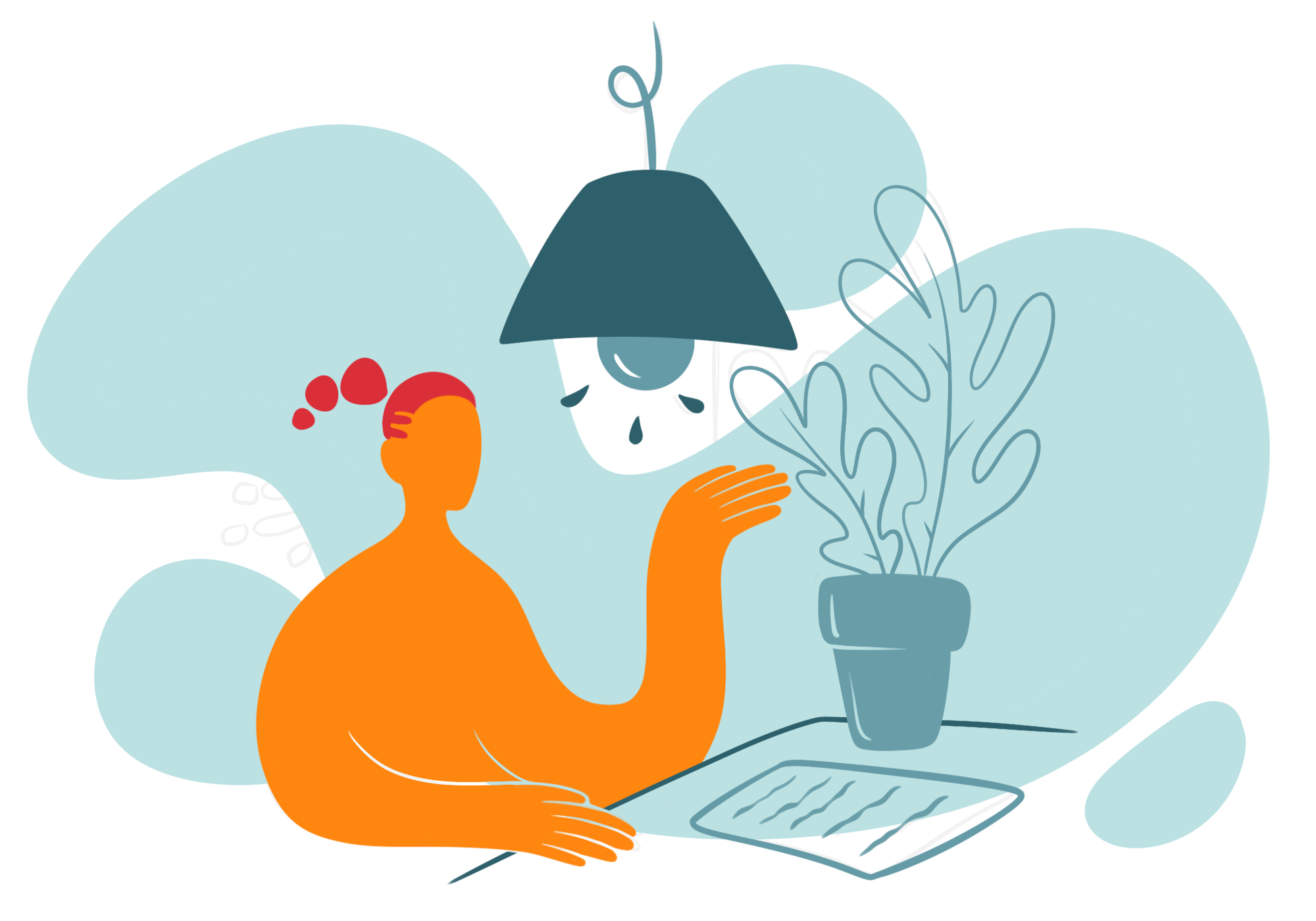Illustration: Eine Person schreibt an einer wissenschaftlichen Arbeit.
