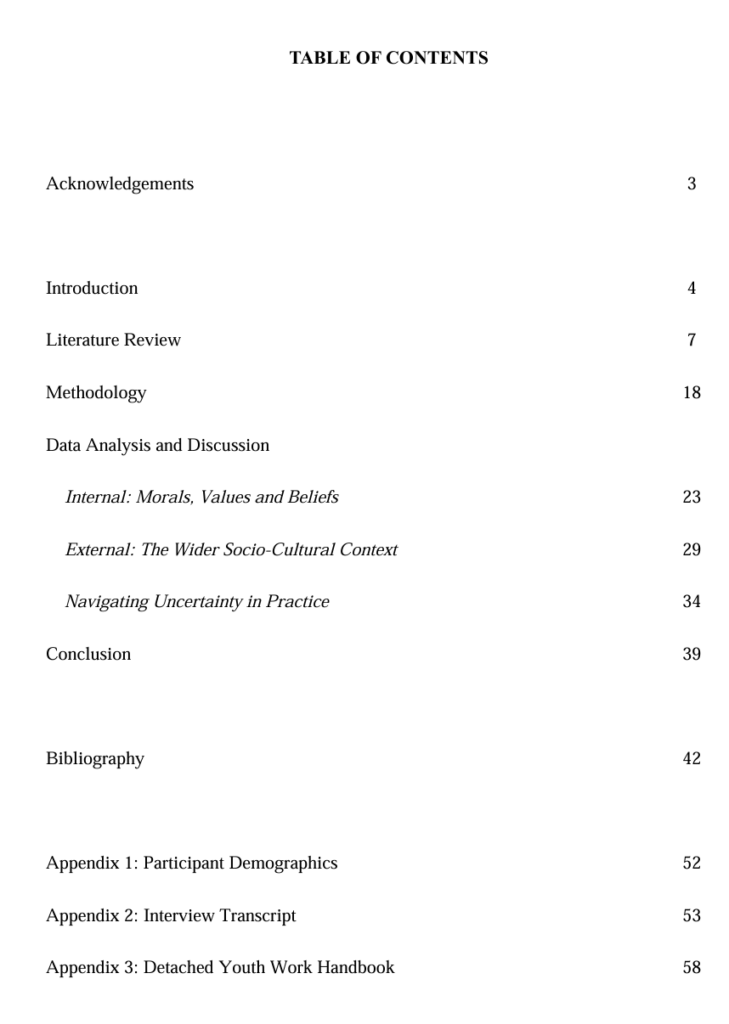 Table of Contents by Mia (University of Bristol)
