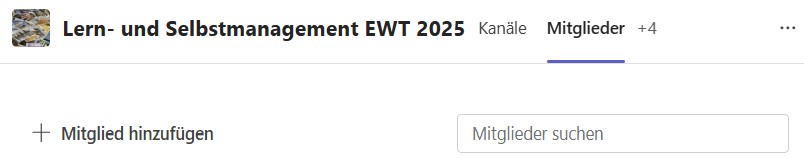 Mitgliedersuche im Bereich "Team verwalten"